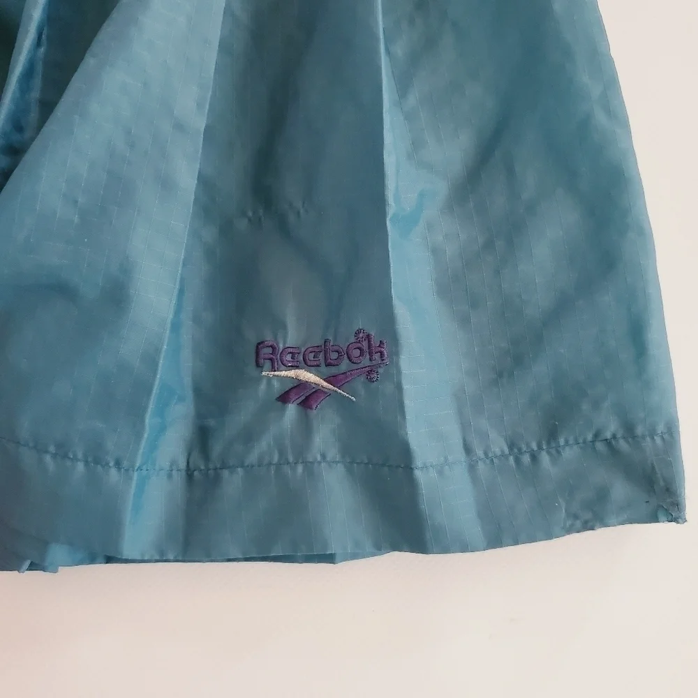 1311 * Reebok Pleated Nylon Mini Skirt Green Size 8 Vintage - Picture 5 of 8